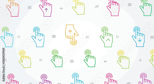 Colorful Hand Gestures in Various Positions.