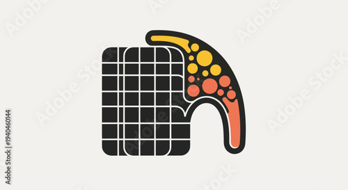 Stylized Solar Panel with Colorful Cells.