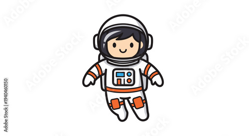 Cartoon Astronaut Character in Space Suit.