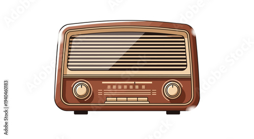 Vintage Retro Brown Radio Receiver Device.