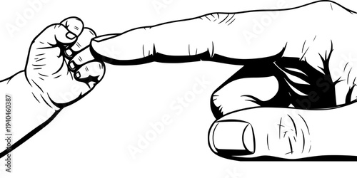 Tiny Premature Baby Hand Holding Adult Finger Silhouette