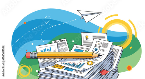 Pencil on Top of Documents and Paperwork.