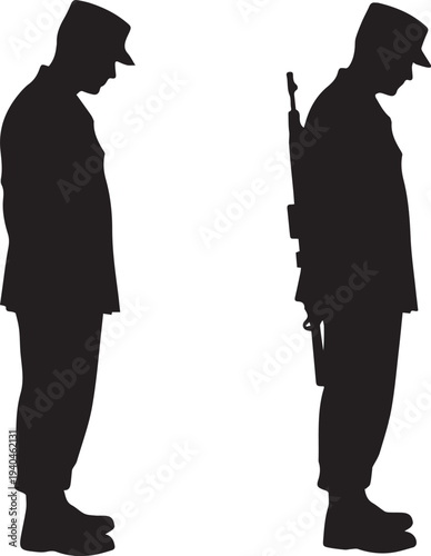 Military men silhouettes showing respect vector illustration for various themes and designs