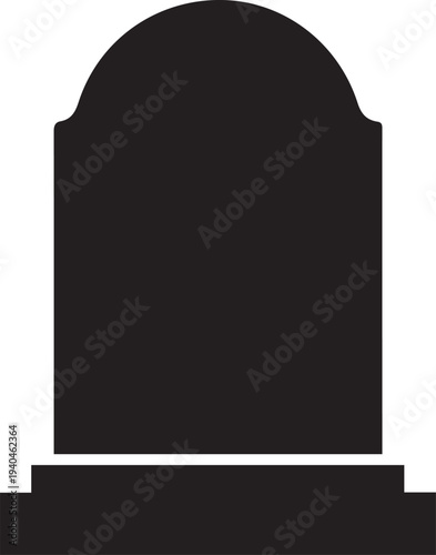 Tombstone silhouette vector illustration for memorial and funeral designs