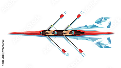 Abstract geometric rowing team in a colorful modern design
