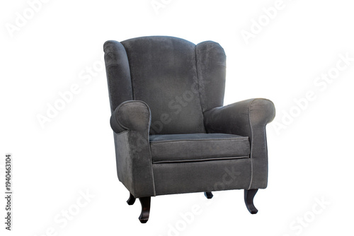 Принти на полотні Soft armchair with velor upholstery isolated on white background, close-up