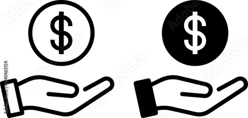 Hands holding dollar coins for finance and investment concepts