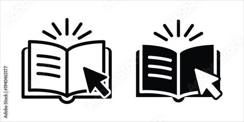 E book and digital learning icons with cursor interaction