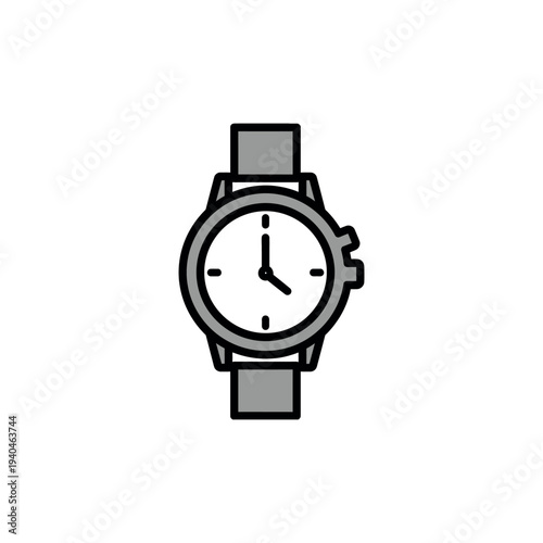 Simple Black and White Wristwatch Illustration.