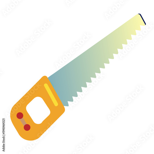 Yellow hand saw tool isolated on white background for DIY