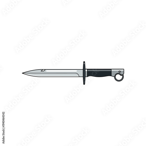 Silver Bayonet Knife with Black Grip.