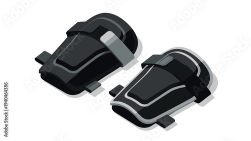 Modern flat design of black knee pads for sports safety