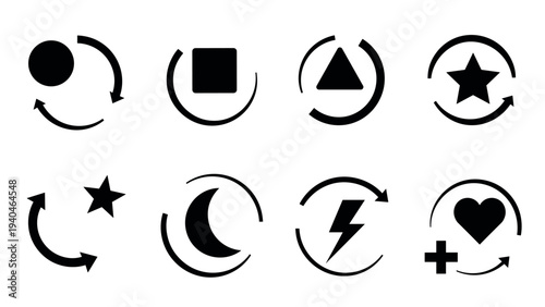 Simple geometric symbols with arrows for design projects