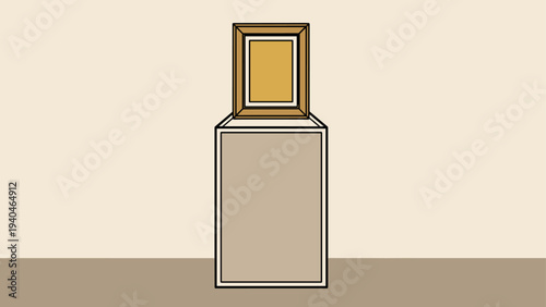 Minimalist isometric perfume bottle with gold accent on neutral background
