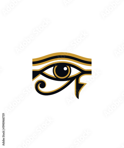 Egyptian eye of horus symbol golden black vector illustration flat design