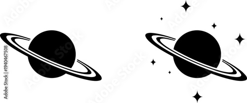 Stylized Saturn planet illustrations for cosmic designs