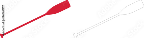 Black and red oar silhouettes on white background
