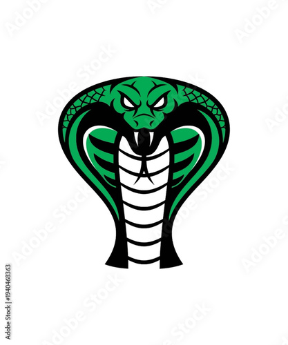 Aggressive cobra snake head hissing attack pose flat design vector illustration