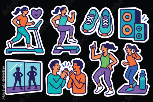 Energetic workout stickers for fitness enthusiasts