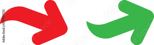 Red and green arrows pointing opposite directions