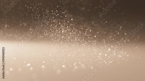 A serene dust particles floating gently in the air, sparkling with light from above in a soft, serene environment