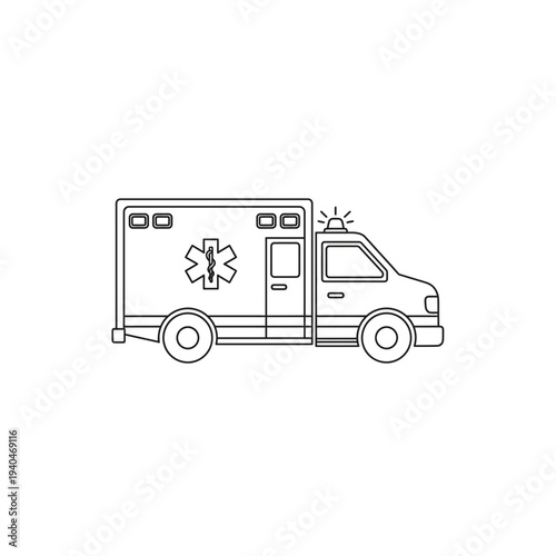 Emergency Ambulance Icon with Star of Life Symbol