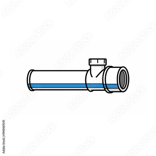 Outline PVC Pipe with T-Fitting Icon for Plumbing Diagrams