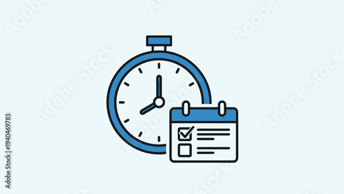 Minimalist time management graphic with stopwatch and calendar icons