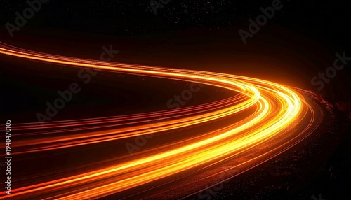Abstract motion light trail on dark background for transportation and technology concepts.