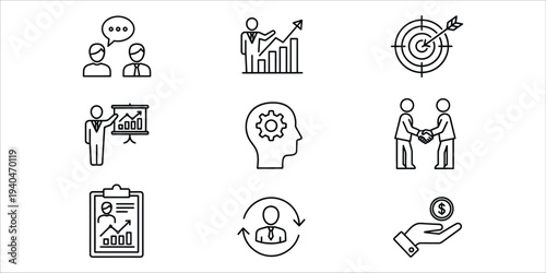 Business strategy and planning icons