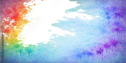 Abstract colorful watercolor background featuring artistic paint splashes and ink textures on paper with blue and pink brush strokes in a vector illustration design
