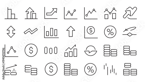 Finance and data analytics icons