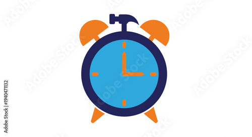 Blue Alarm Clock with Orange Details.