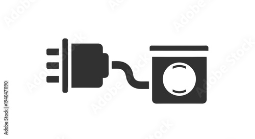 Electric Washing Machine Plug Icon Illustration.