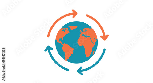 Globe with Arrows Indicating Rotation.