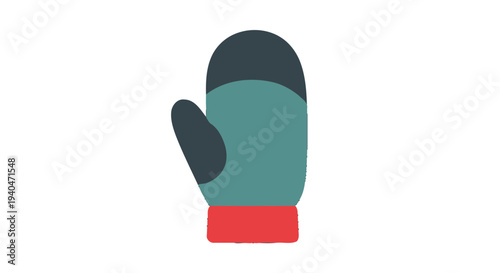 Green and Black Winter Glove Illustration.