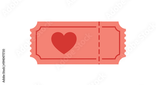 Red Heart Ticket Stub Love Valentine.