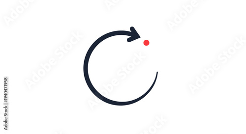 Black Arrow Curved Shape with Red Dot.