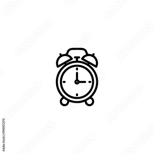 Simple Black Alarm Clock Icon Illustration.