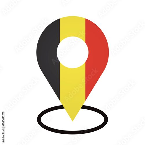 Belgium Flag Map Pin Location Icon Vector Set