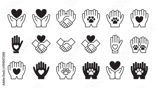 Care, compassion, and support icons