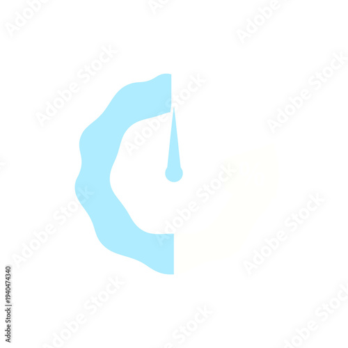 Abstract light blue liquid wave curve with a small teardrop on a clean white background, minimal graphic design element illustration.