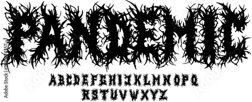 Pandemic Extreme Thorn Horror Font – Brutal Spiky Display Typeface with Chaotic Branching Letterforms for Black Metal , Horror Posters, Dark Fantasy Titles, Underground Music Artwork & Aggressive