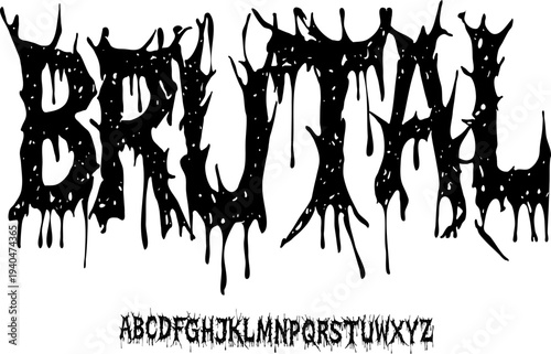 Brutal Dripping Horror Font – Extreme Gothic Display Typeface with Melted Ink Letterforms for Metal Band Logos, Halloween Posters, Dark Gaming Titles, Horror Movie Graphics & Aggressive Typography