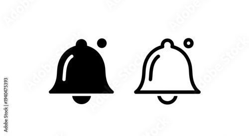 Bell notification icon set, two styles