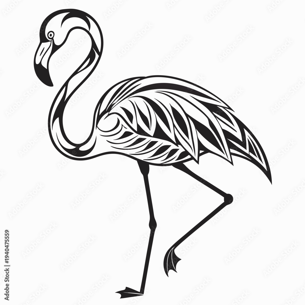 Obraz premium Stunning black flamingo with artistic feathers and long neck
