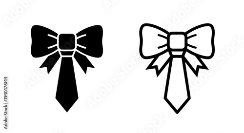 Bow tie icon, solid and outline versions