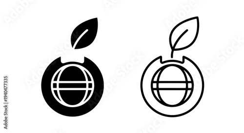 Planet earth icon with leaf, eco friendly concept