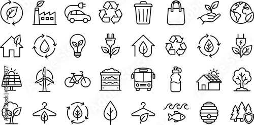 Ecology thin line icons