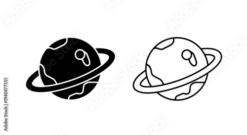 Planet saturn icon, space and astronomy symbol